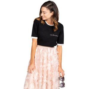 BURU Black Vive la Mere Short Sleeve Sweater Sz M